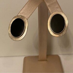 EARRINGS STERLING SILVER 925 BLACK ONYX OVAL STUDS POST MEXICO TB-73 VINTAGE